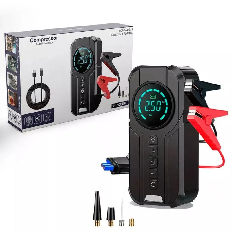 Compressor de Ar Portátil Automotivo Elétrico para Pneus com Calibrador | Velox Motors