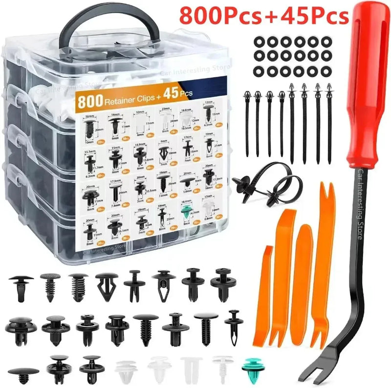 Kit Grampos Automotivos Universais 100 a 800 Peças para Fixação de Painéis | Velox Motors